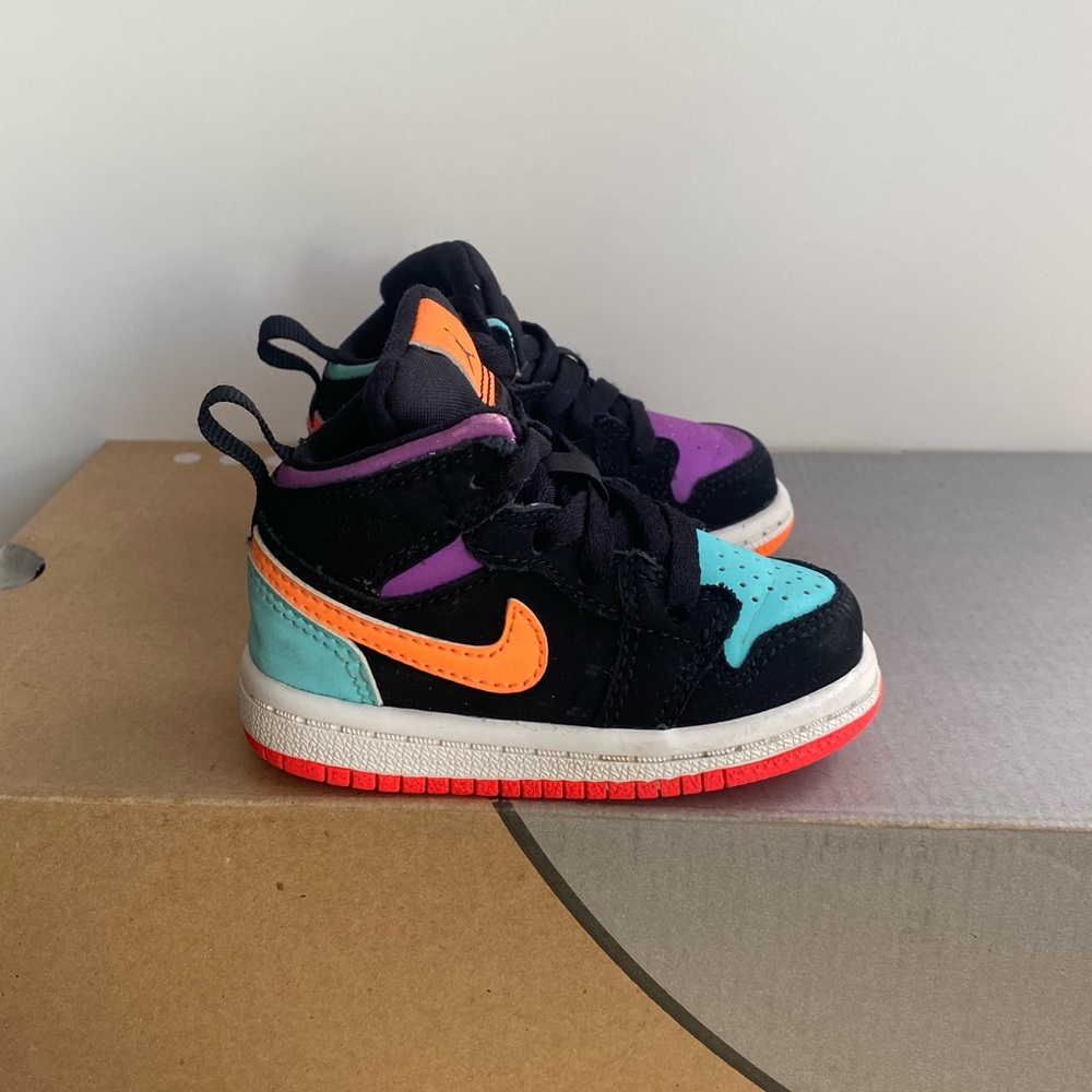 Jordan 1 Mid “Black Multi” Toddler Sneakers  - SZ 4 C - Picture 2 of 13